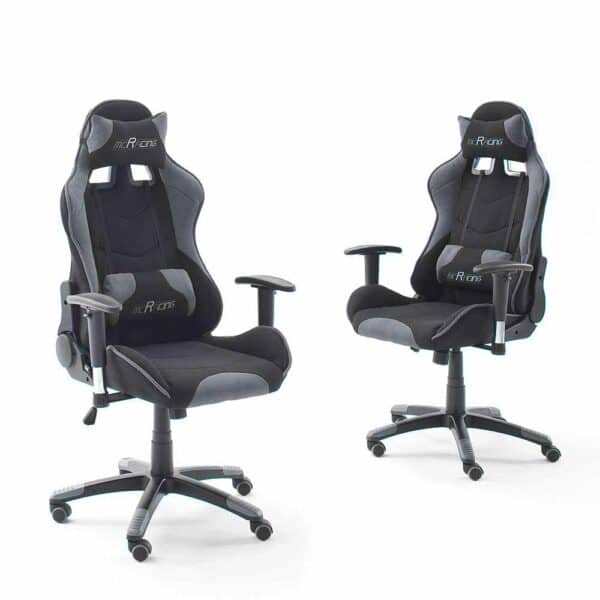 Racer Chefsessel mit verstellbaren Armlehnen Schwarz Grau