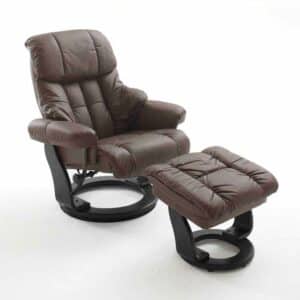 Relaxsessel in Braun Leder Schwarz (zweiteilig)