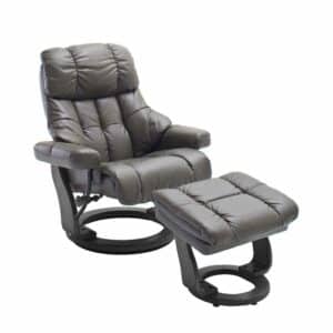 TV Sessel in Schlamm Leder mit Hocker (zweiteilig)