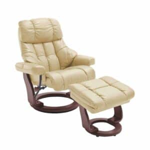 TV Sessel mit Relaxfunktion Creme Weiß Leder (zweiteilig)
