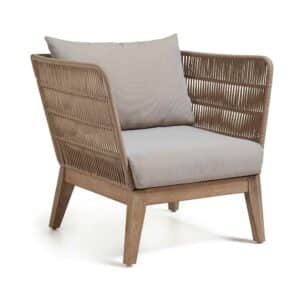 Loungesessel in Beige Eukalyptusholz (2er Set)