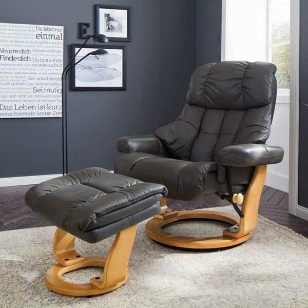 Leder Relaxsessel in Schlamm Hocker (zweiteilig)