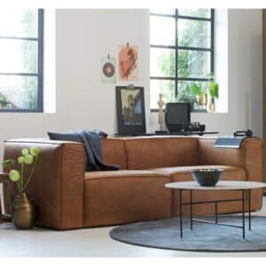 Wohnzimmer Couch in Cognac Braun Recyclingleder