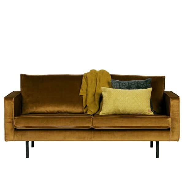 Zweisitzer Sofa im Retrostil Samt in Honigfarben