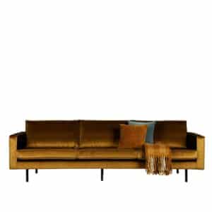 Samt Sofa in Honigfarben Retrostil