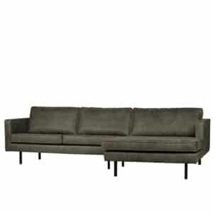 L Sofa in Olivgrün Recyclingleder 3 m breit