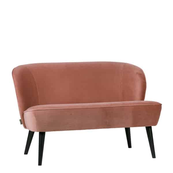 Sofa aus Samt in Rosa Birke Massivholz in Schwarz