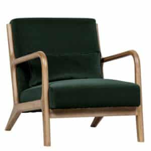 Wohnzimmer Sessel aus Samt und Massivholz Retrostil