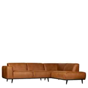 Ecksofa aus Recyclingleder Cognac Braun