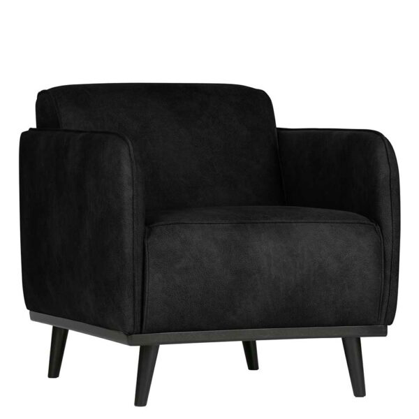 Sessel in Schwarz Recyclingleder Retrostil