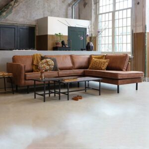 Design Eckcouch in Cognac Braun Recyclingleder