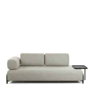 Zweier Sofa in Beige Stoff abnehmbarerem Stecktisch