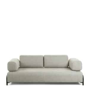 Zweisitzer Sofa in Beige Stoff Armlehnen