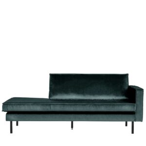 Sofa Recamiere in Petrol Samt Retro Design