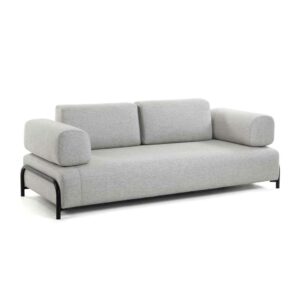 Dreier Sofa in Hellgrau Webstoff modern