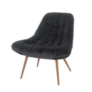 Retro Lounge Sessel in Dunkelgrau Samt 50 cm Sitzhöhe