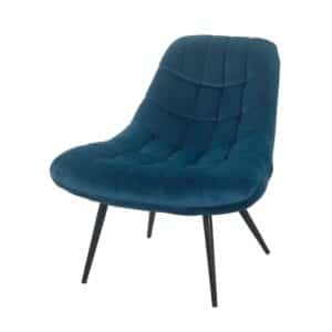 Lounge Stuhl in Blau Samt Retro Look