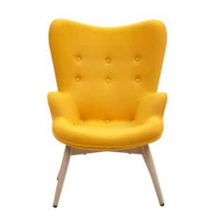 Skandi Design Sessel in Gelb Webstoff Ohren