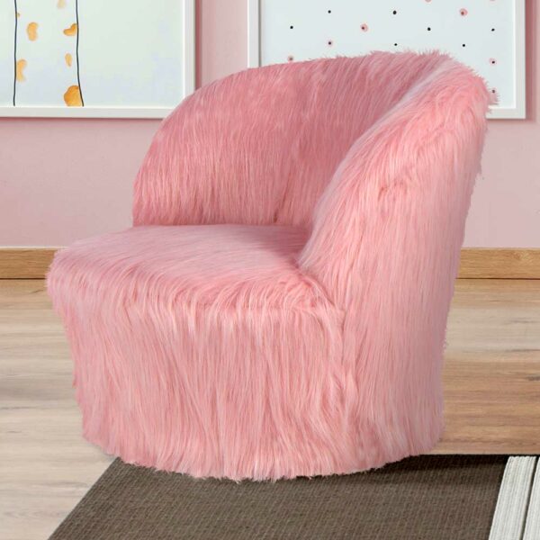 Kunstfell Sessel in Rosa 25 cm Sitzhöhe
