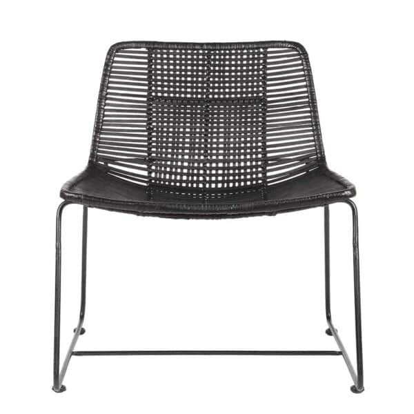 Lounge Sessel aus Rattan Schwarz