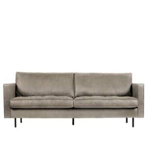 Kunstledercouch in Grau Retrostil