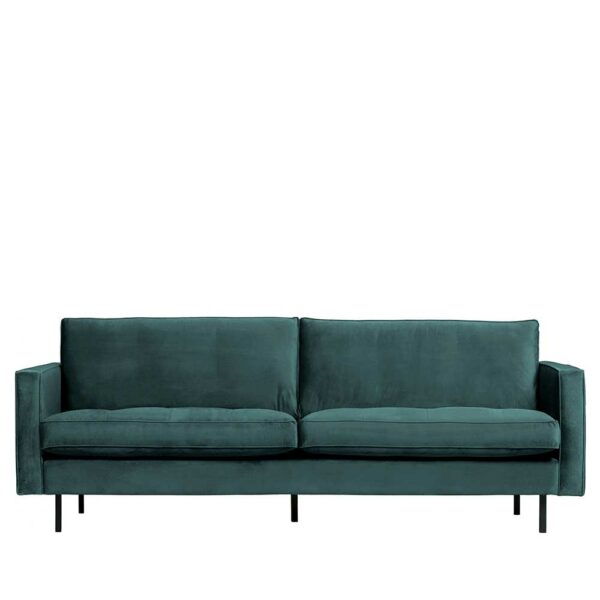 Wohnzimmer Sofa in Petrol Samt Retro Design