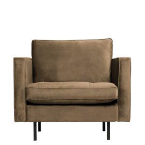 Sessel in Taupe Samt Retro Design