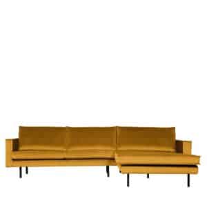 Retrosofa in Ocker Samt L-Form