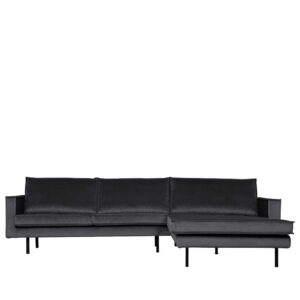Sofa Eckgarnitur in Dunkelgrau Samt 300 cm breit
