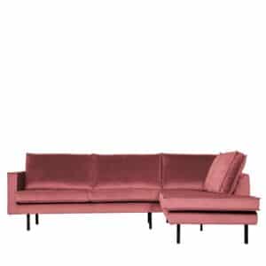 Sofa Eckgarnitur in Pink Samt Retro Design