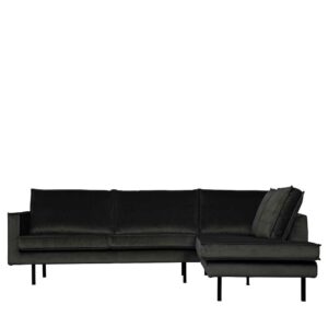 L Sofa in Anthrazit Samt 45 cm Sitzhöhe