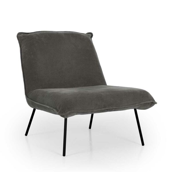 Loungesessel in Grau Cordstoff Skandi Design