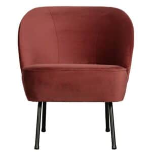 Lounge Sessel in Rotbraun Samt Retro Design
