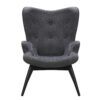 Ohrenbackensessel in Dunkelgrau Webstoff Skandi Design