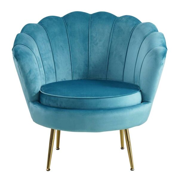Samt Muschelsessel in Blau Retro Design