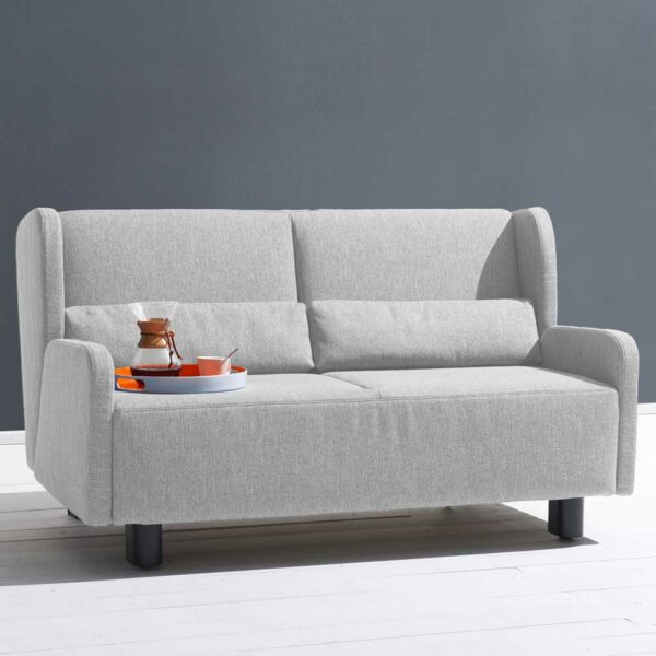 Zweisitzer Schlafsofa in Hellgrau Webstoff Made in Germany