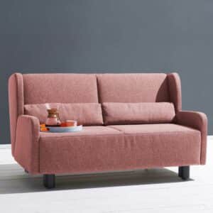 Klappcouch in Rosa Webstoff Made in Germany