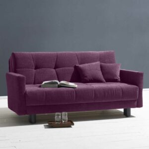 Dreisitzer Sofa in Violett Flachgewebe Schlaffunktion