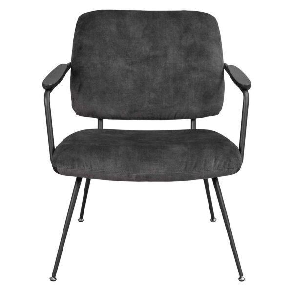 Lounge Sessel in Grau Samt Vierfußgestell aus Metall
