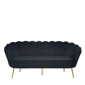 Dreisitzer Couch in Schwarz und Goldfarben Samt
