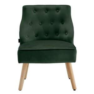 Samt Sessel in Dunkelgrün und Holz Naturfarben 42 cm Sitzhöhe (2er Set)