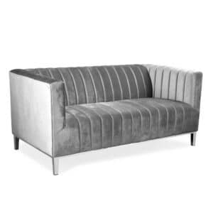Samt Lounge Sofa in Silbergrau Vierfußgestell aus Metall