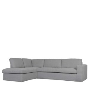 Sofa Eckgarnitur in Hellgrau Stoff 63 cm Sitztiefe