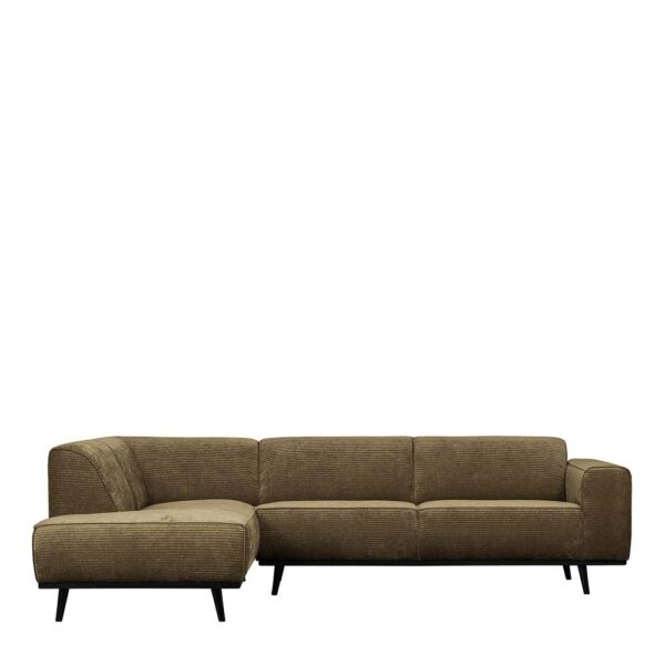 XL Ecksofa in Khaki & Schwarz Rippen Strukturstoff