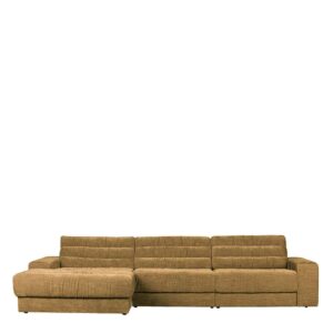Sofa mit Ottomane aus Vintage Strukturstoff Goldfarben