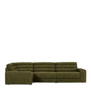 L Form Sofa in Oliv Grün 2 Armlehnen