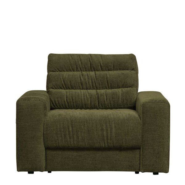 Moderner Sessel in Oliv Grün Vintage Strukturstoff