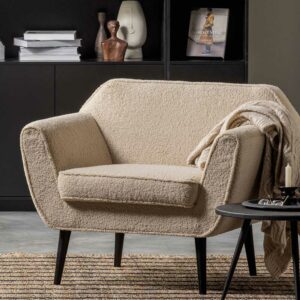 Loungesessel mit Webplüsch Bezug Beige