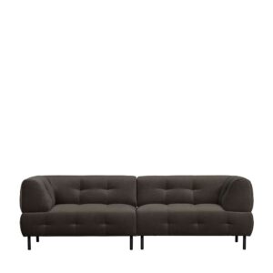 Lounge Sofa mit Bezug aus washed Samt Graubraun