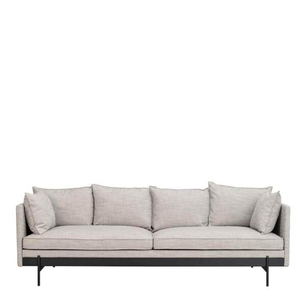 Skandi Style Sofa in Hellgrau Stoff Schwarz